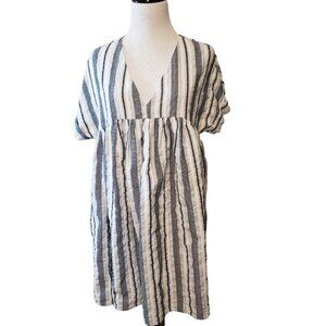 Womens‎ Listicle Blue white stripe Casual Baby Doll dress short sleeve Oversized
